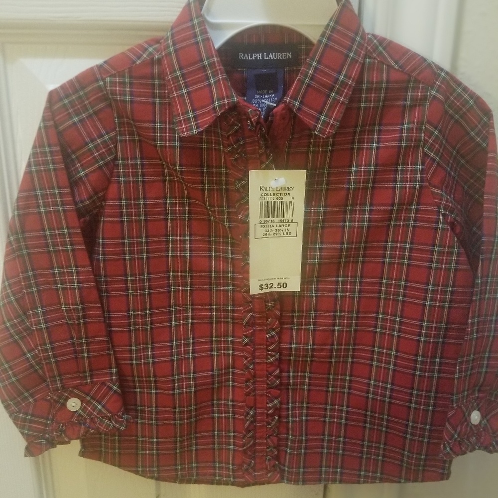 COPY - Baby girl 18-24 plaid Christmas shirt